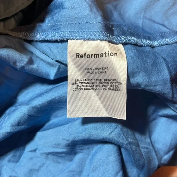 Reformation Jaxley Top Azure Blue Shirt - Picture 5 of 5